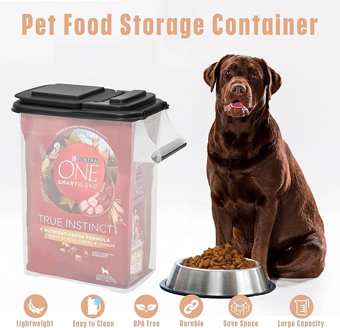 Buddeez Pet Food Storage Containers - Capacity Dog Food Storage Container, Cat Food Container, Bird Seed Storage Container, with Durable EZ Grip Handle, EZ Flip Lid & Scoop (2 Pack) 16 QT/16 LB