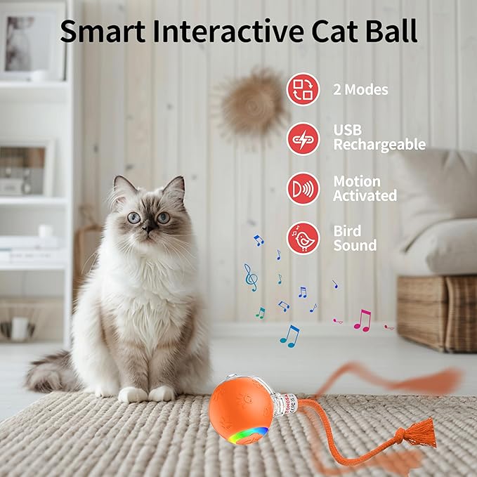 Interactive Cat Toys for Indoor Cats-Fast Rolling on Carpet,Automatic Cat/Kitten Toys for Bored Indoor Cats,Motion Activated