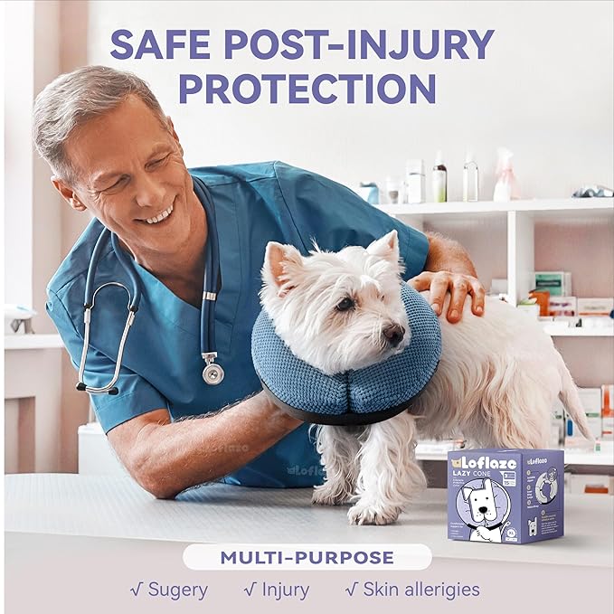 Inflatable Dog Cone Collar - Dog Neck Donut Cone Collar Alternative After Surgery - Soft Cone for Large Medium Small Dogs Cats - Alternative Recovery E Collar (Blue, S)