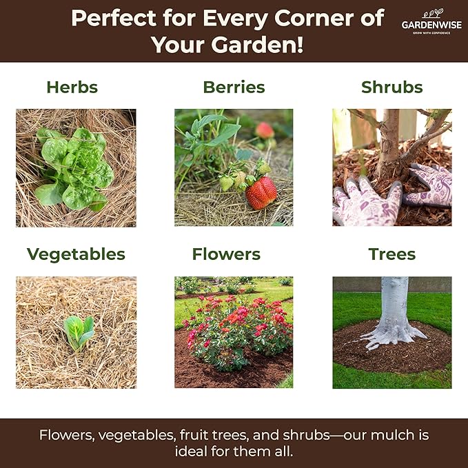 Premium Organic Wood Mulch for Gardens, Landscaping, Potted Plants, and Vegetable Gardens (0.3 CF - 8 L - 9 QTS)
