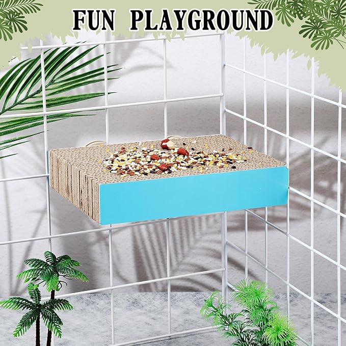 Skyygemm 2 Pieces Bird Chew Toy Parrot Cage Perch Cardboard Platform Bird Paw Grinding Stand Parrot Cage Playground for Macaws, Small Parakeets, Conures, Budgies, Finches Conure Cockatiel (Medium)