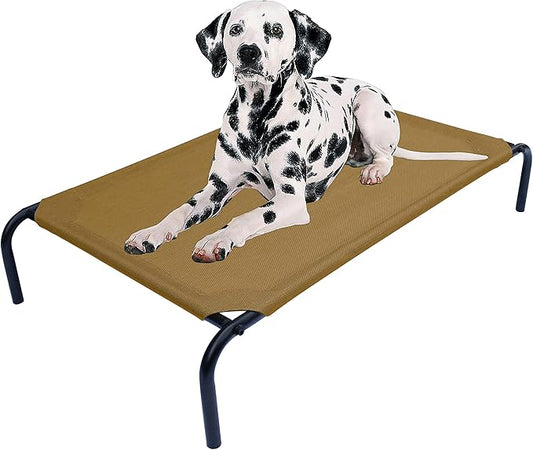 PHYEX Elevated Dog Bed for Medium Dogs, Raised Dog Bed with Breathable Mesh, Dog Cot Bed with Sturdy Steel Frame for Indoor & Outdoor Use, Non Slip, Easy to Clean, 43.5 Inches, Brown