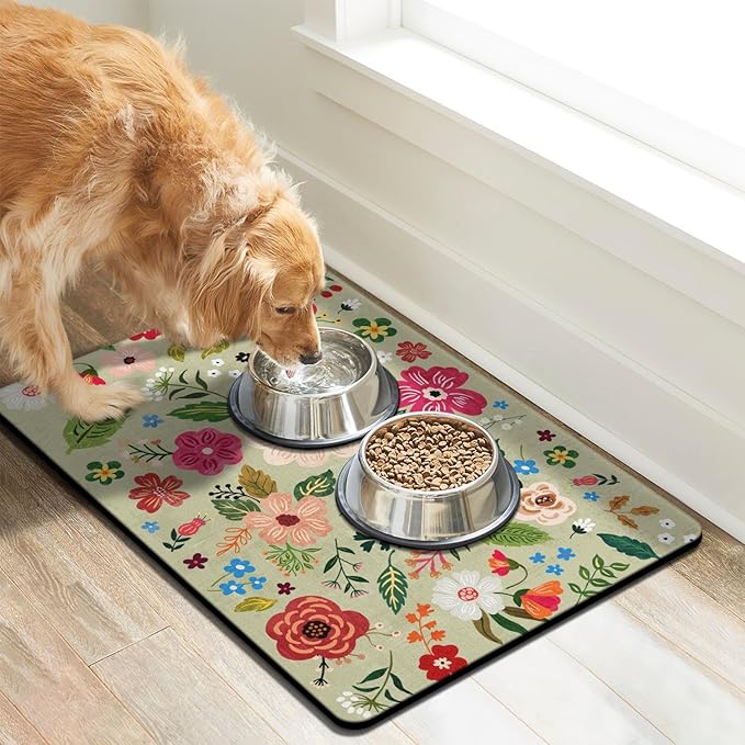 Dog Food Mats for Floors, Absorbent Dog Bowl Mat for Food and Water Dispenser Mat, Quick Dry Cat Food Mat Pet Supplies
