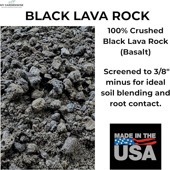Lava Rocks for Plants (3/8’’ Minus), Natural Black Lava Rocks, Succulent & Terrarium Horticultural Volcanic Rock, Ideal Drainage for Potted Plants, Made in USA (3 qts - 4.8 lbs)