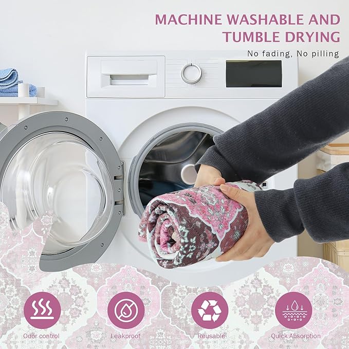 IEUUMLER Washable Pee Pads for Dogs, 2 Pack Reusable Pee Pads for Dogs Non-Slip Grip, Super Absorbent Waterproof Puppy Pads for Potty Training, Playpen, Crate, Whelping Box EU011 Pink, 36x24