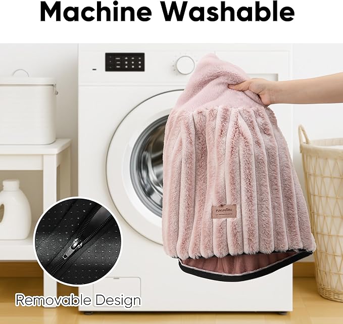 FUKUMARU Dog Bed, Calming Donut Dog Beds for Anxious Puppies, Modern Aesthetic Cat Bed with Gradient Print, Cute Round Pet Beds with Washable Cover, Orthopedic Puppy Bed, Pink, Small, 25 inches