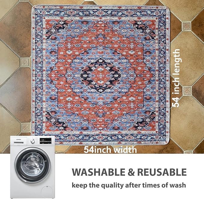 nunubaby Washable Pee Pads for Dogs, Stylish, Non-Slip and Leak-Proof Pee Pads. Reusable Potty Pads for Dogs for Crates and Floors.(Red/Multi, 54" x54")