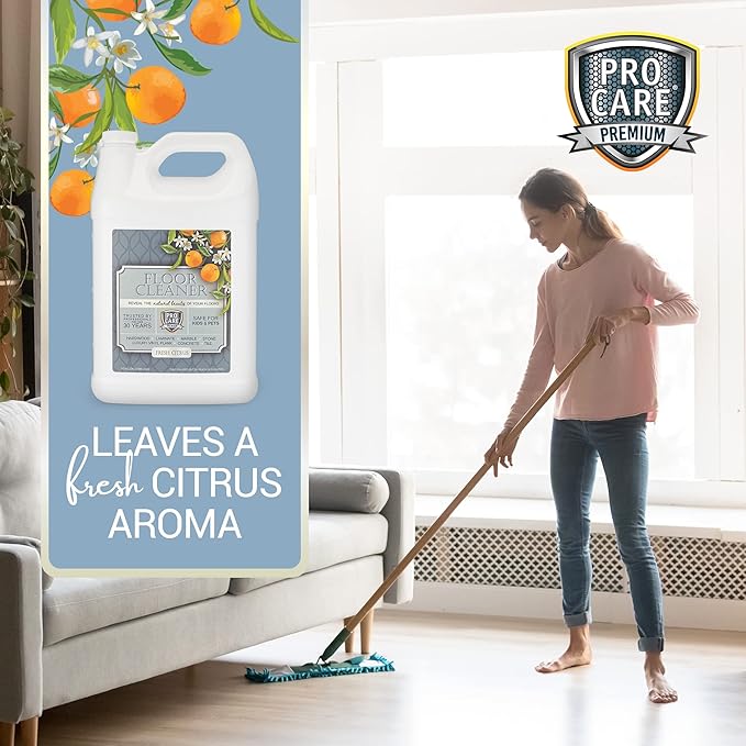 ProCare Floor Cleaner (Made in USA) | Tile, Stone, Laminate, Vinyl & Natural Wood Floor Cleaner for Mopping, Household Supplies, Cleaning Solution with Citrus Aroma - 1 Gal (128 Fl Oz)