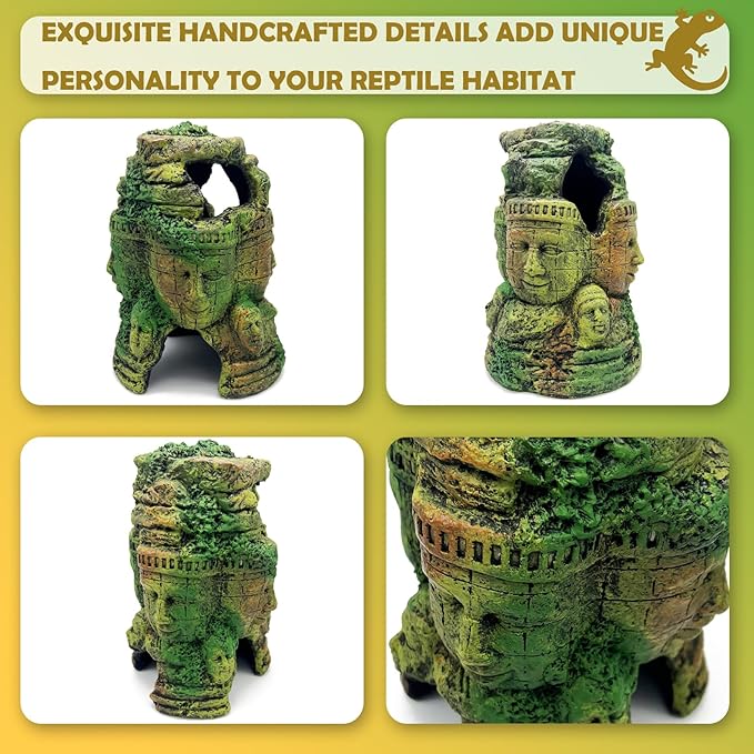 Bearded Dragon Reptile Hide Caves Khmer Buddha Ruins Décor Lizard Leopard Gecko Hideout Terrarium Tank Snake Amphibian Personalized Cambodia Decoration
