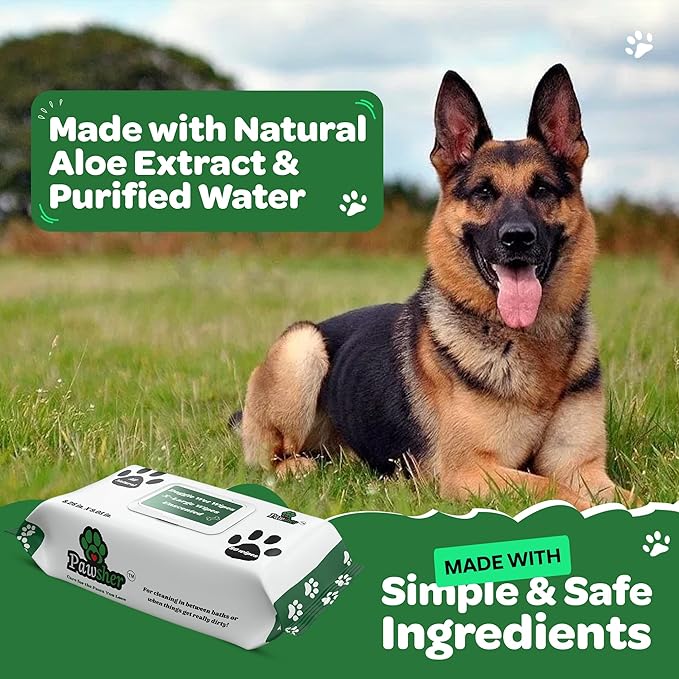 160 Dog Wipes for Paws and Butt - Unscented Dog Wipes Cleaning & Deodorizing - Extra Large, Thick and Chemical Free - Pearl Textured Pet Wipes for Dogs