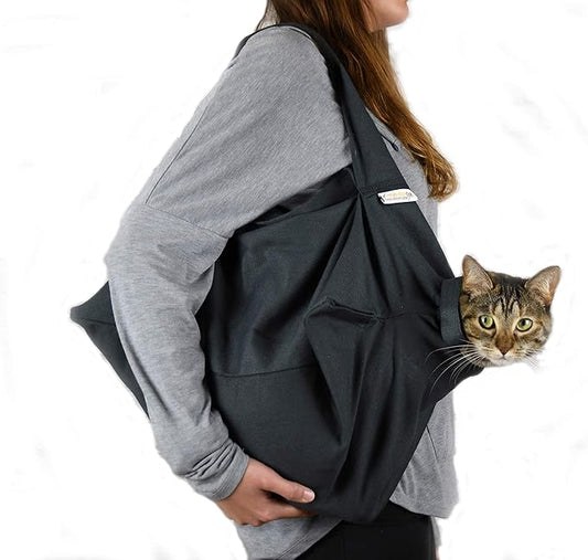 Cat-in-the-Bag Cozy Comfort Carrier - Extra Large Charcoal Cat Carrier Soft and Pet Carrier for Nail Clipping, Vet Visits, Medication Administration, Dental Care, and Traveling
