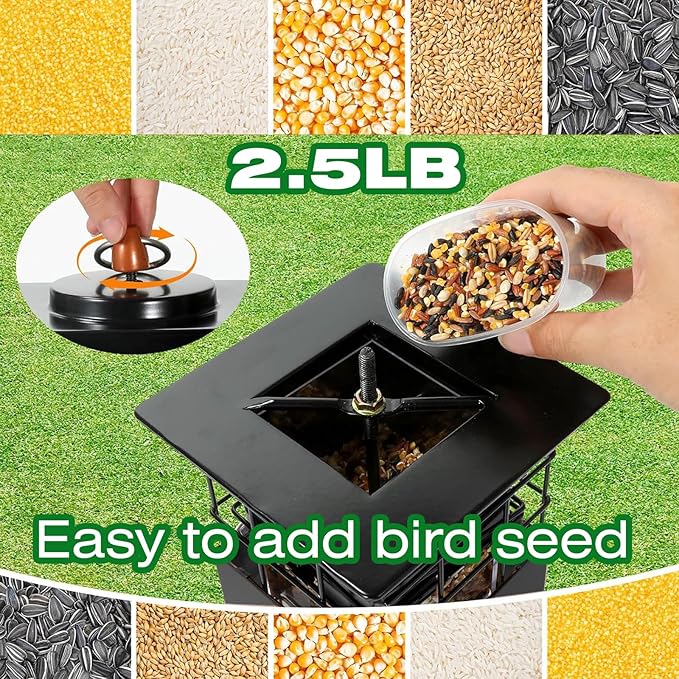 Squirrel Proof Bird Feeders Outdoor Hanging Metal Feeder, 4 Ports for Wild Birds | Weather-Resistant, 2.5 LB Capacity, Ideal for Family Yards & Gardens