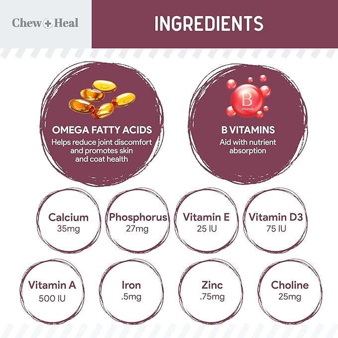 12-in-1 Multivitamin for Senior Dogs - 60 Senior Dog Vitamin and Supplement Soft Chews for Hip and Joint - Advanced Formula with Glucosamine, Omega 3,6,9, Vitamins, Probiotics - Made in The USA