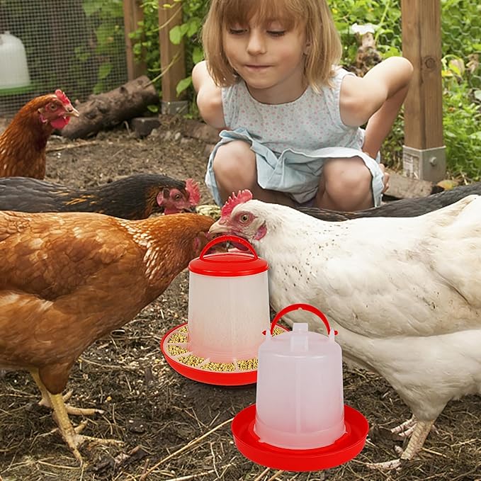 winemana Chick Feeder 1 Lb and Waterer 1.5 L Kit, Hanging Poultry Plastic Containers for Outdoor