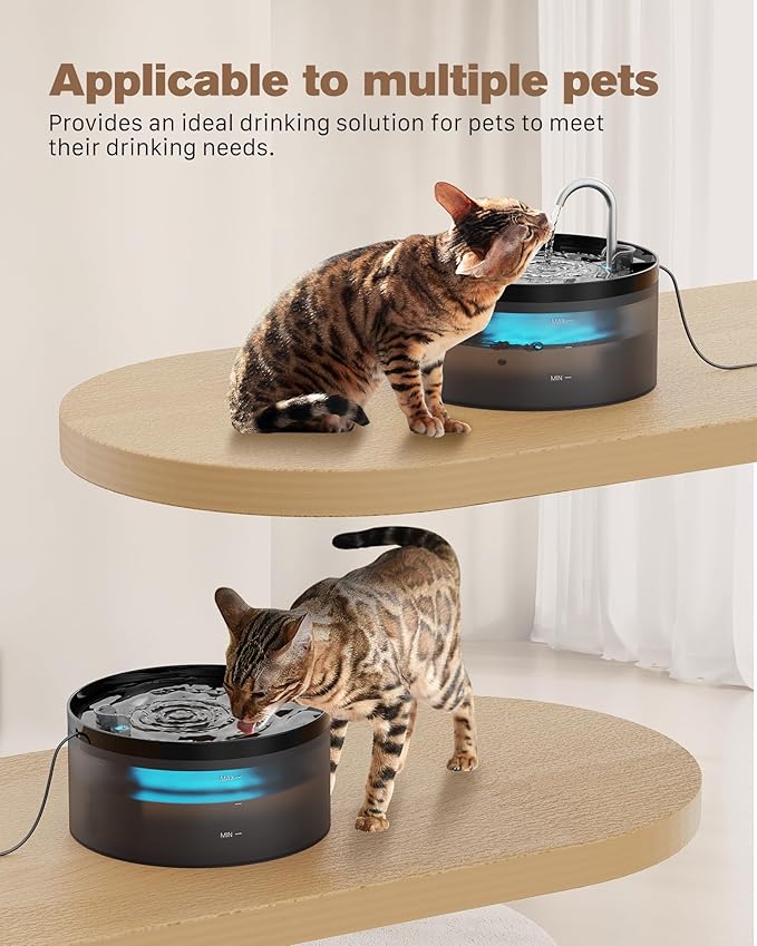Cat Water Fountain: 108oz/3.2L Cat Fountain Super Silent Pet Water Fountain - Water Fountains for Cats Indoor - Faucet Cat Fountain- Suitable for Cats and Dogs - with 6 Filters & 3 Sponges