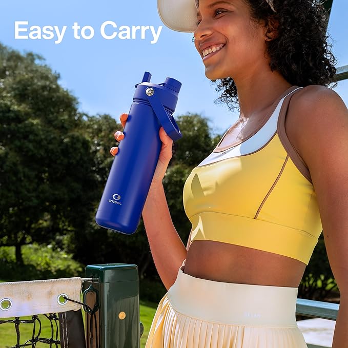 Insulated Water Bottle with Straw Stainless Steel Water Bottle, Leak-Proof, BPA-Free, Double Wall Vacuum Keeps Cold for 24 Hours for Sports, Travel, School (32 oz, Royal Blue)