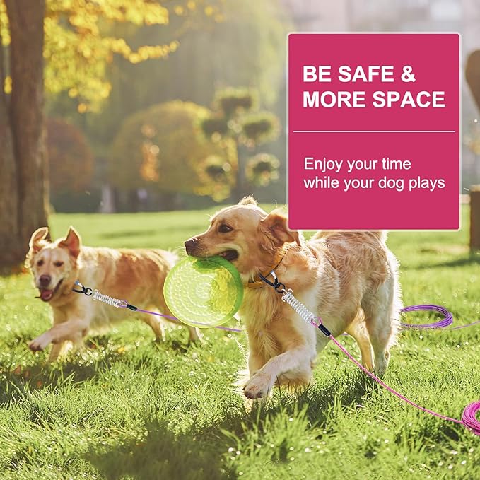 Snagle Paw Heavy Duty Long Leads for Yard 200FT-1000LBS Break Strength, Tie Out Cable With Swivel Lockable Hook & Spring, Chew Proof Chain for Outside, Run Cable for Medium Large Dogs