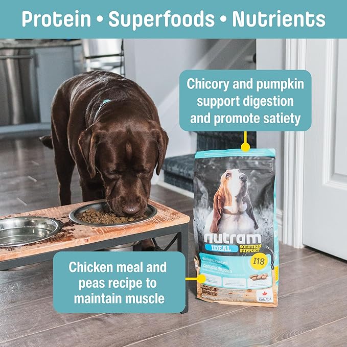 I18 Healthy Weight Management Dry Dog Food | High Protein, Low Fat Chicken Meal & Peas Kibble | Muscle Builder Formula for All Breeds (4.4 Pounds)