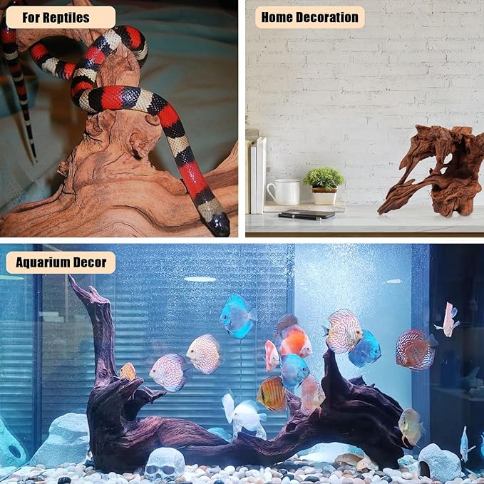 LYPHARD AQUARIUMS Natural Driftwood for Aquarium, 9-15" Large Assorted Branch Decorations for Reptile Hide, Fish Tank, 1 Pcs