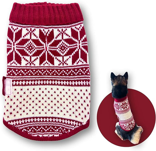 Cute Sweater for Dogs and Cats Soft Flannel Pet Outfit Warm and Cozy Animal Hoodie Small to Large Pet Clothes for Halloween Parties and Everyday Wear (X-Small, Red National Totem)