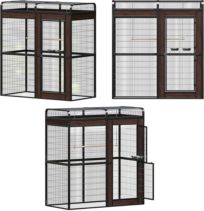Large Bird Cage for Parakeets Outdoor Bird Aviary Parrot Cage with Perch, Birdcage for Macaws Canaries Parrots Budgie Lovebirds-Black
