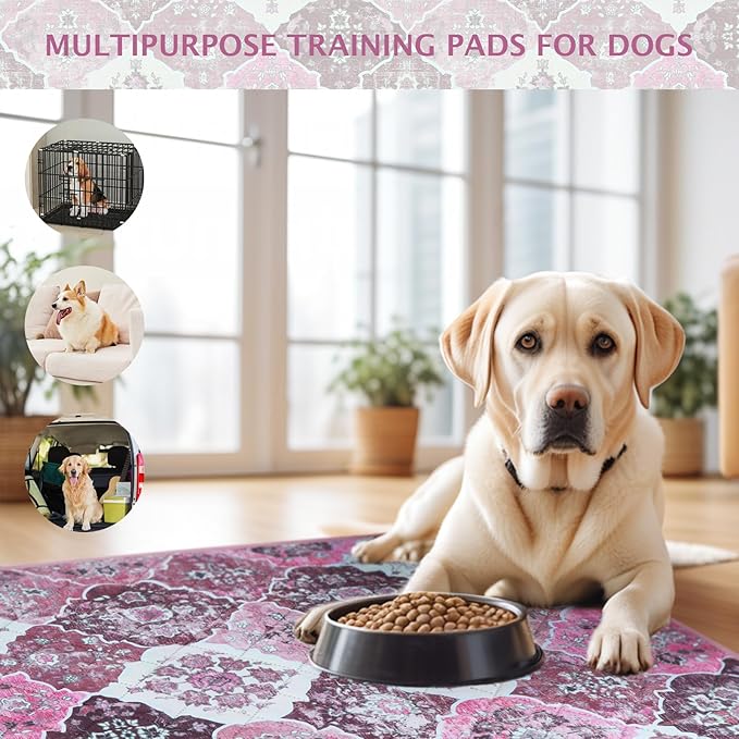 IEUUMLER Washable Pee Pads for Dogs, 2 Pack Reusable Pee Pads for Dogs Non-Slip Grip, Super Absorbent Waterproof Puppy Pads for Potty Training, Playpen, Crate, Whelping Box EU011 Pink, 36x31