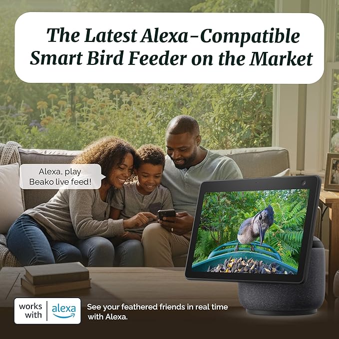 Beako™ Smart Bird Feeder with 4K Camera Solar Powered for Outdoors - Ultra HD Live Stream, Enhanced AI Identification 10,000+ Bird Species, Real-Time Motion Detection, Easy Setup & Refilling