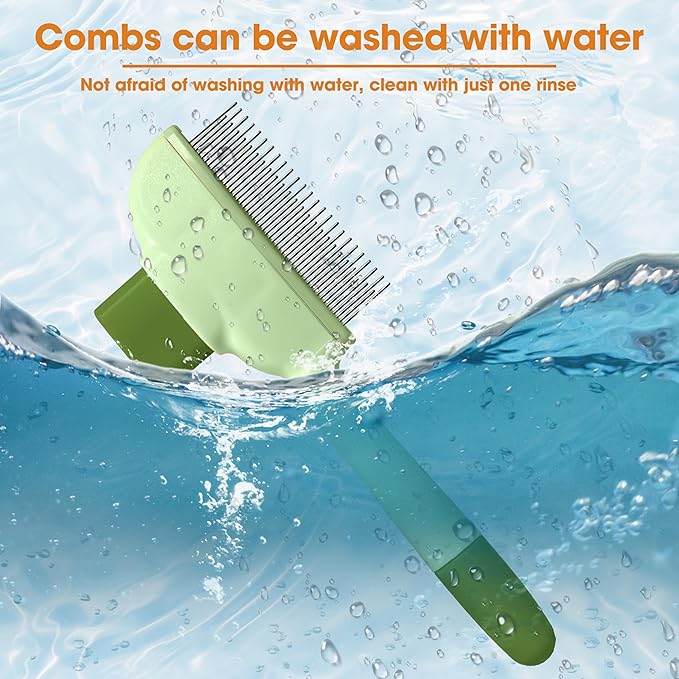 Cat Hair Brush & Dog Brush, Deshedding Brush for Long or Short Haired Pets, Removes Loose Fur, Durable Stainless Steel & ABS Design (green 2pcs)