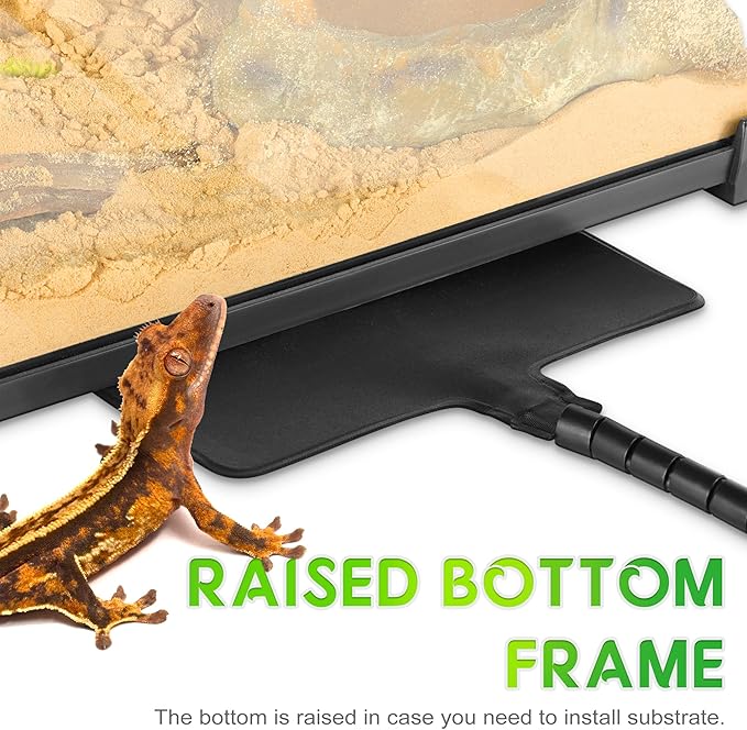 Mini Reptile Glass Terrarium 8"x8"x12" Durable Reptile Habitat Tank with Heat Resistant Aluminum Alloy Frame, Single Swinging Doors for no Jam by Sand and Other Debris