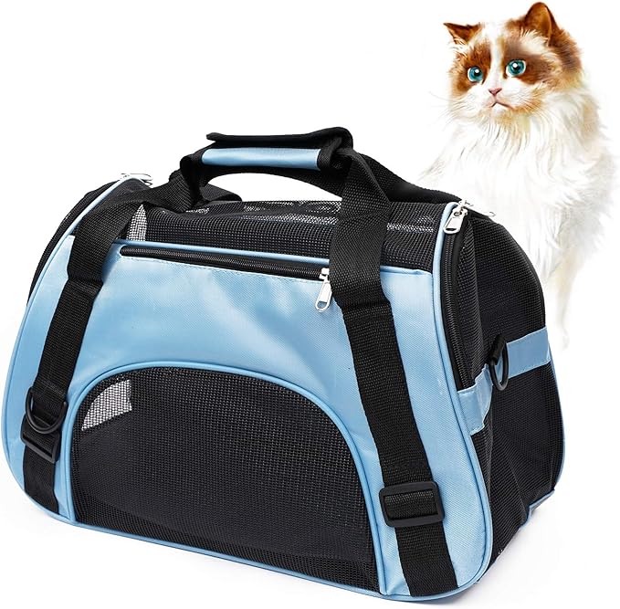 Pet Carrier Soft-Sided Carriers for Cat Carriers Dog Carrier for Small Medium Cats Dogs Puppies Pet Carrier Airline Approved Cat Dog Pet Travel Carrier (Small, Blue)