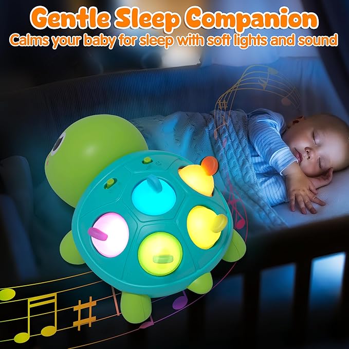 Vanmor Baby Toys 6–12 Months, Musical Turtle Infant Toy, Teething Toy with Music, Crawling Walking Toys for Babies, Early Learning Educational Toy with Light & Sound, for Newborns