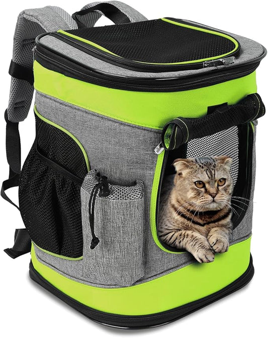 Kritter Planet Pet Carrier Backpack for Cats Dogs, Breathable Pet Backpack with 4 Mesh Window, Portable Pet Carrier for Camping