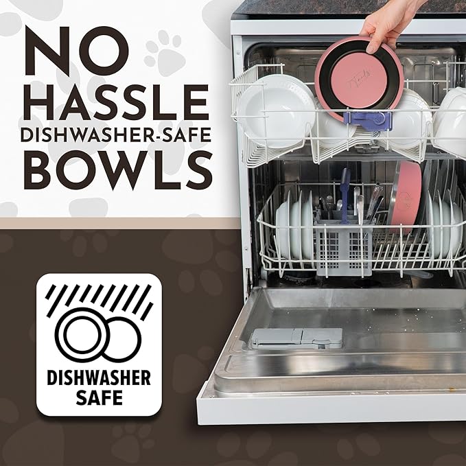 9 Tails Watering Hole- Stainless Steel Dog Bowl, Insulated Dog Bowls, Non Slip, Diswasher Safe, Cats, Dog Food Bowls, Dog Water Bowl, Puppy Dog Bowl for Small Medium Dogs (Pink, 18 oz)