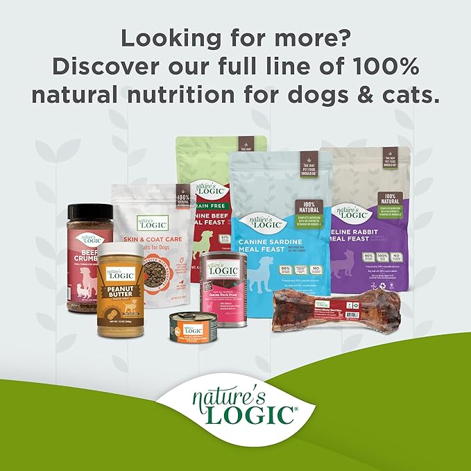 NATURE'S LOGIC Dry Dog Food - 100% Natural - No Synthetics - for All Ages, Sizes, Breeds - Free from Common Allergens, High Protein - Lamb Meal Feast, 25lbs