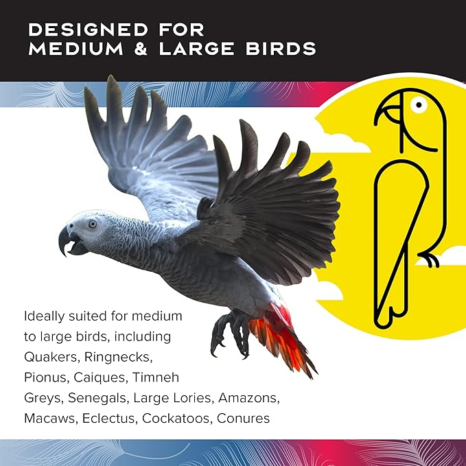 Featherland Paradise Bird Toy for Medium to Large Birds - Knots N Blocks - Parrot Toys for Parakeets, Sun Conures, Caiques, Medium Birds