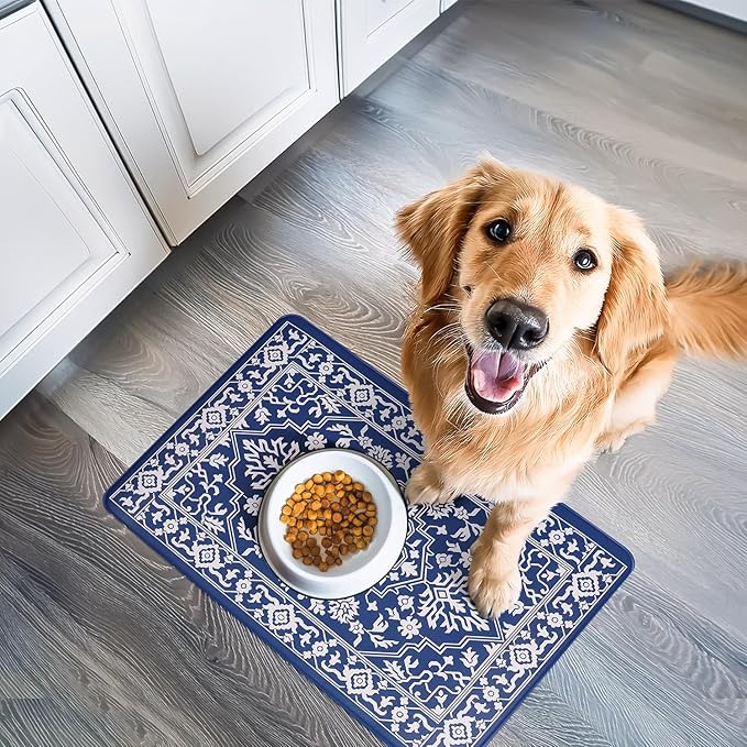 NALALAS Large Dog Mat for Food and Water, Cat Feeding Mat | Large Waterproof Dog Bowl Mat | Non-Slip Pet Food Mat for Floors | Pet Mats for Food and Water | Easy to Clean