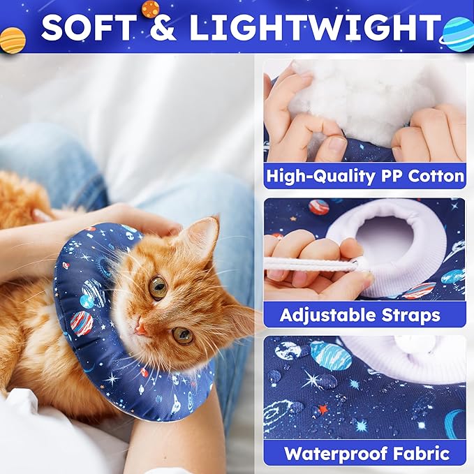 Cat Cone Collar Soft, Waterproof Cat Recovery Collar for Wound Healing Cute Donut Adjustable Kittens Cones to Stop Licking Comfortable Neck Elizabethan Collars for Cats Kittens After Surgery