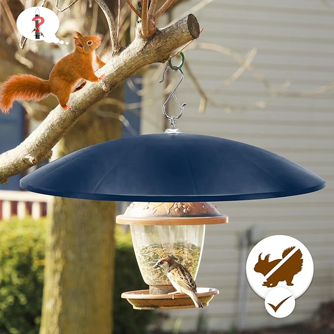 19" Extra Large Squirrel Baffle,Hummingbird Feeder Shade Dome Cover, Bird Feeder Rain Guard, Hanging Squirrel Proof for Shepherd's Hook Outdoors (Blue) 2 Pack