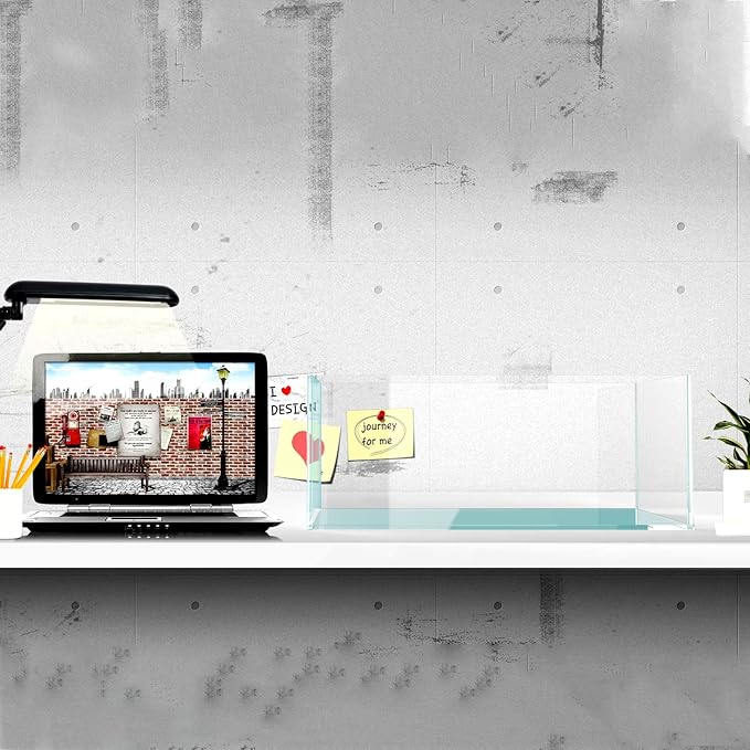 Fzone 6.4 Gal Shallow Rimless Low Iron Fish Tank Nova Clear Ultra-White 45° Mitered Edges Translucent Glass Anata Series Aquarium w/Black Foam Leveling Mat