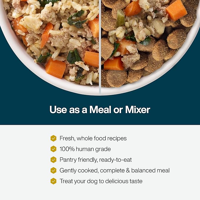 JustFoodForDogs JustFresh Wet Dog Food, Fresh Pet Meals and Toppers with No Preservatives, Resealable Package, Human Grade, Home-Cooked Beef and Chicken Variety, 12 oz - 8 Pack