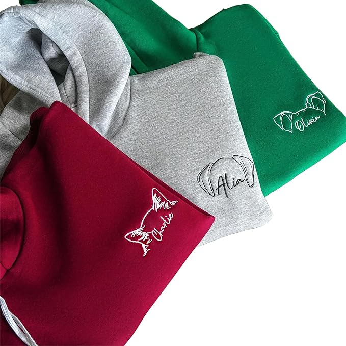 GODMERCH Customized Pet Embroidered Sweatshirt, Custom Dog Face Embroidered Sweatshirt, Dog Mom Sweater