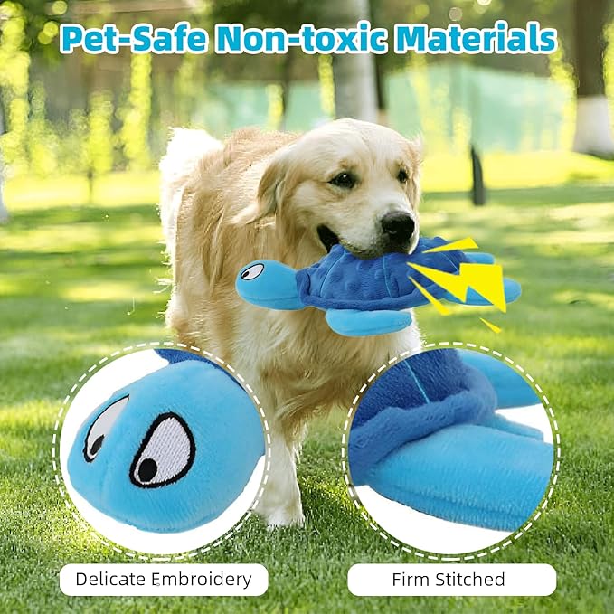 Adpartner Crinkle Dog Toys, 2 Pack Stuffed Turtle Dog Toys Squeaky Plush Dog Toy to Keep Them Busy, Interactive Dog Squeaky Toys for Small to Medium Dogs Teething Training Reduce Boredom