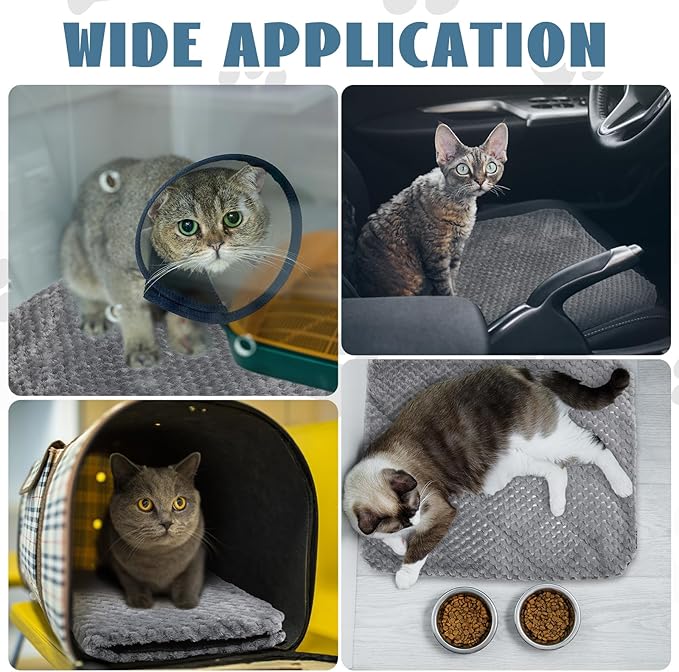 4 Pcs Self Heating Cat Pad Self Warming Cat Bed Dog Heating Pad Washable Thermal Pet Mat for Indoor Outdoor Pet 16 x 20 Inch Removable Non Slip(Gray)