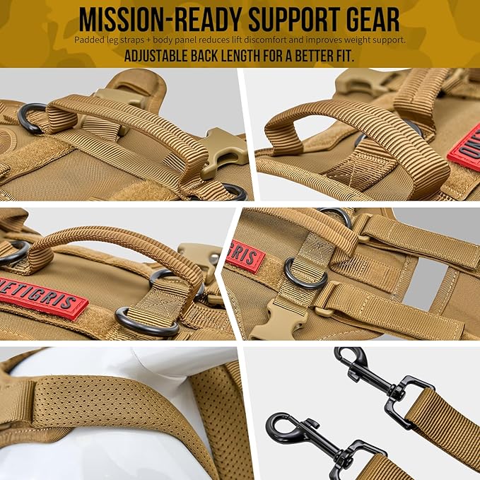 OneTigris Multi-Function Dog Lift Harness, All-Gender Dogs Friendly Design, Full Body Dog Sling Carrier with Three Handles Front/Rear Leg Assist for Arthritis, Help Em Up Harness for Dogs