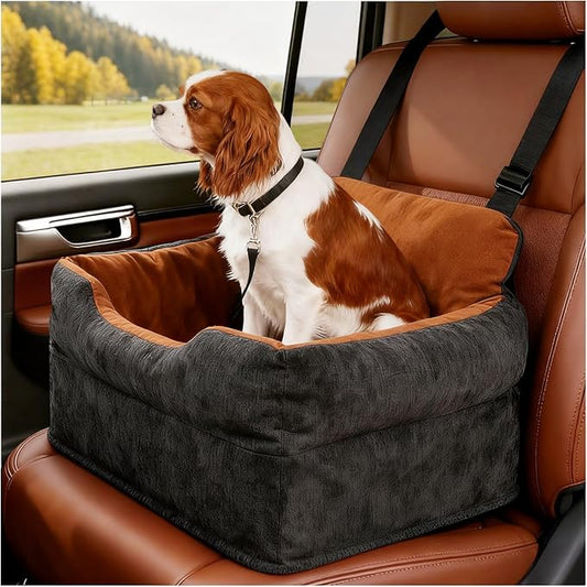 Avont Dog Booster Car Seat for Small/Medium Dogs Under 30 lbs, Detachable Washable Puppy Doggie Elevated Carseat Travel Bed for Car, Thick Cushion -Black