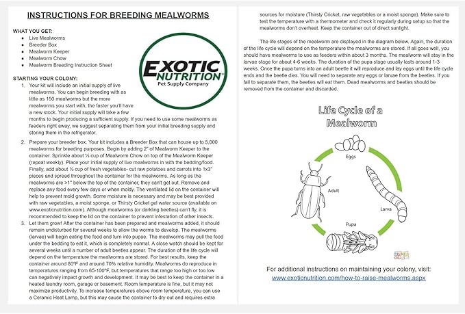 Mealworm Breeder Kit (Expanded) - Breed Live Feeder Worms for Hedgehogs, Sugar Gliders, Reptiles, Wild Birds, Chickens, Lizards, Bearded Dragon, Skunks, Opossum, Fish, Turtles, Tortoises, Geckos