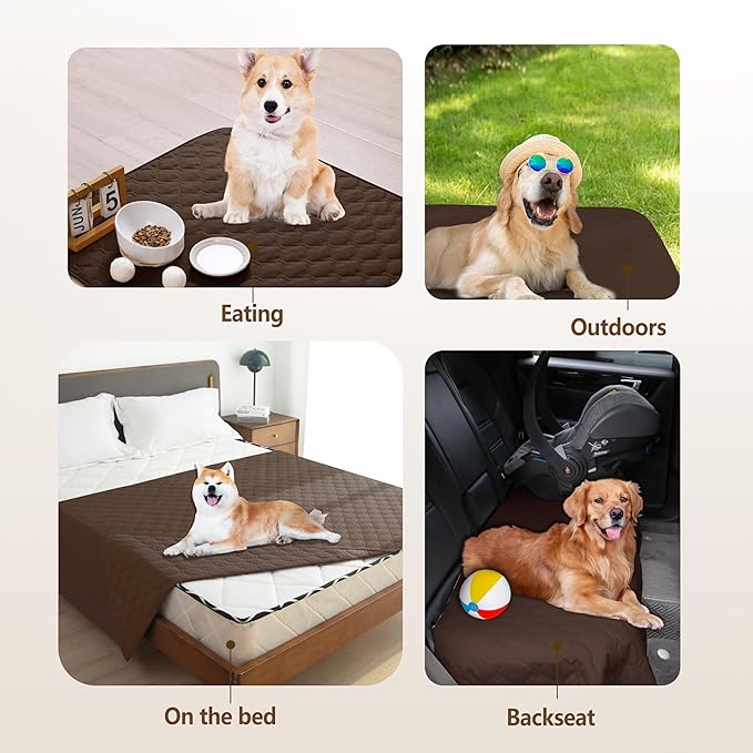 gogobunny 3X Stronger Waterproof Pet Blanket, Scratch Proof Furniture Protector for Dogs Cats, Reversible Cover 68x82 Inch, Dark Chocolate