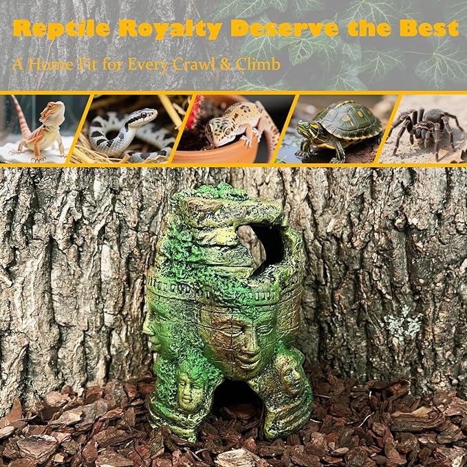 Bearded Dragon Reptile Hide Caves Khmer Buddha Ruins Décor Lizard Leopard Gecko Hideout Terrarium Tank Snake Amphibian Personalized Cambodia Decoration