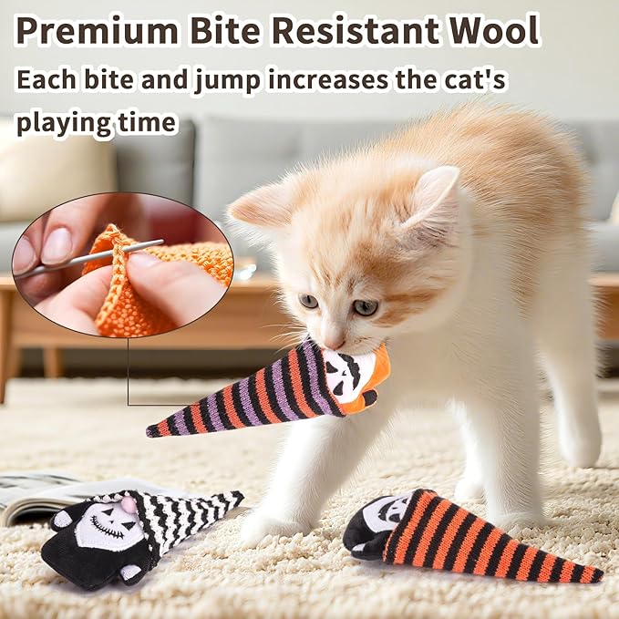 Retro Shaw Cat Toys, Crinkly Catnip Toys for Indoor Cats Kitten Kitty, Interactive Cat Nip Chew Kicker Toy for All Pet Breeds, 3 Pack