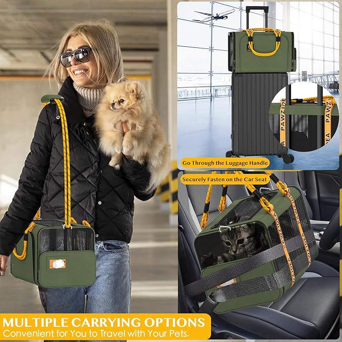 PAWZIDEA Double Pet Stroller with 2 Detachable Carriers, Portable Dog Crate for Car Travel & TSA-Approved Expandable Cat Carrier, Foldable Lightweight Jogger Stroller for 2–4 Cats or Small/Medium Dogs